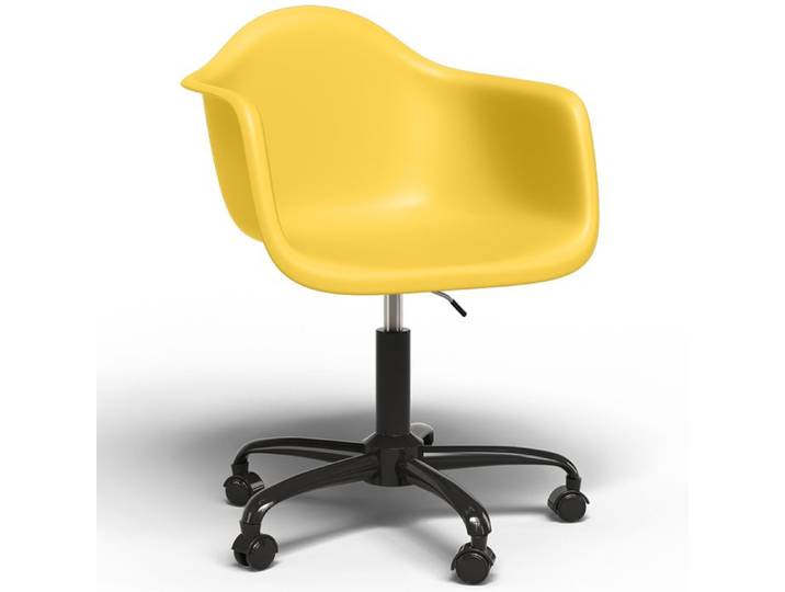 Chaise de bureau avec accoudoirs - Chaise de bureau avec roulettes - Structure noire - Emery Jaune