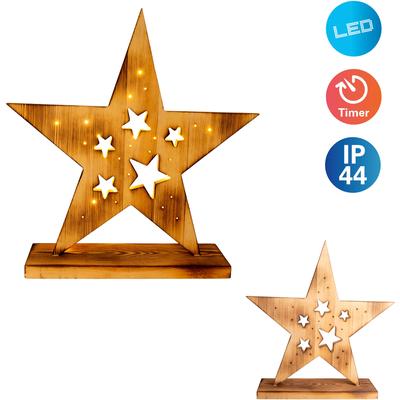 NÄVE LED Dekoobjekt "LED-Holzstern H: 49cm, Weihnachtsdeko aussen", beige (natur), 1, H: 49cm, 1 Stk., Leuchten, Timerfunktion (6on/18off), AA Batterie 1,5V, für Außen geeignet