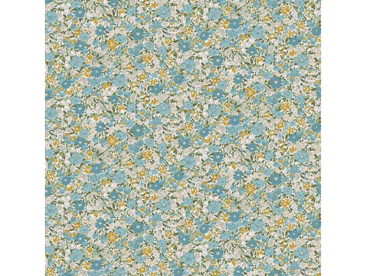 Laura Ashley Vliestapete Loveston Chrysanthemen 1000x52cm, Blau, Papier, Kunststoff, Herz/Romantik, Rechteckig, 52x1000 cm, Tapeten & Wandverkleidungen, Vliestapeten