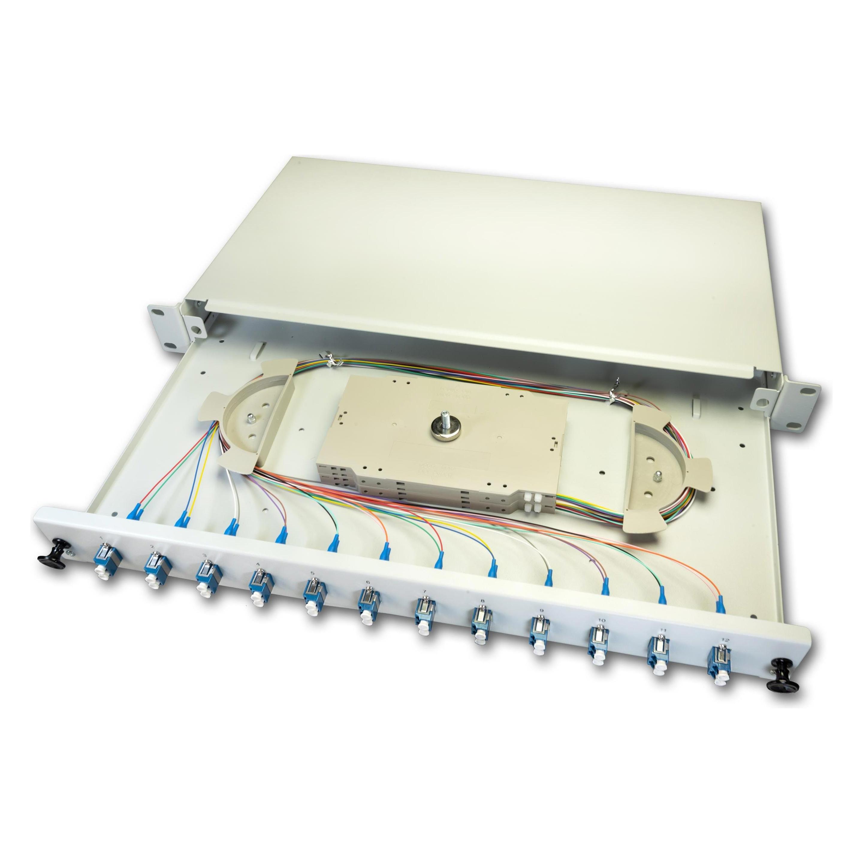 Wirewin LWL Spleissbox, 12 Fasern, 12x SC Multimode, 50/125µm OM3 Pigtail Spleissboxen (Spleissbox) (SPBOX 12G50 OM3 SC)