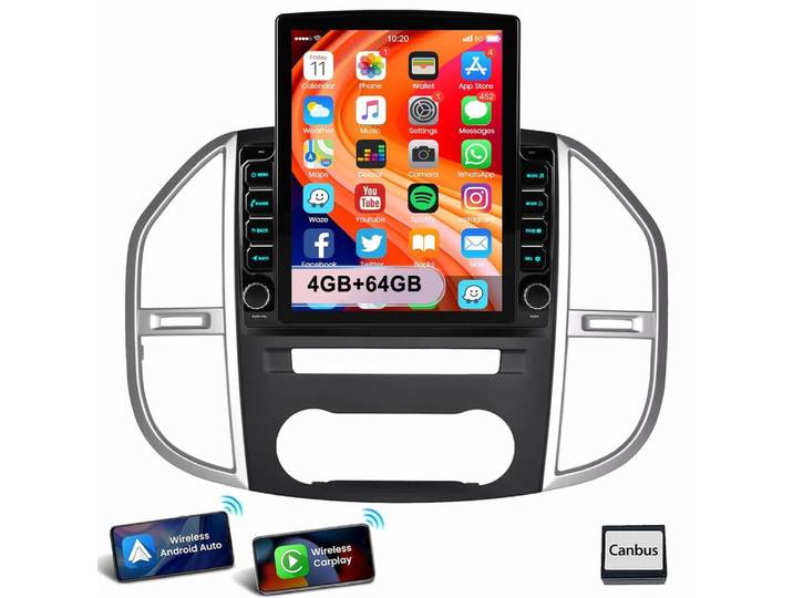 ESSGOO Für Mercedes Vito W447 2014-2020 Android 15 Autoradio Autoradio (RDS, Digitalradio (DAB), FM)