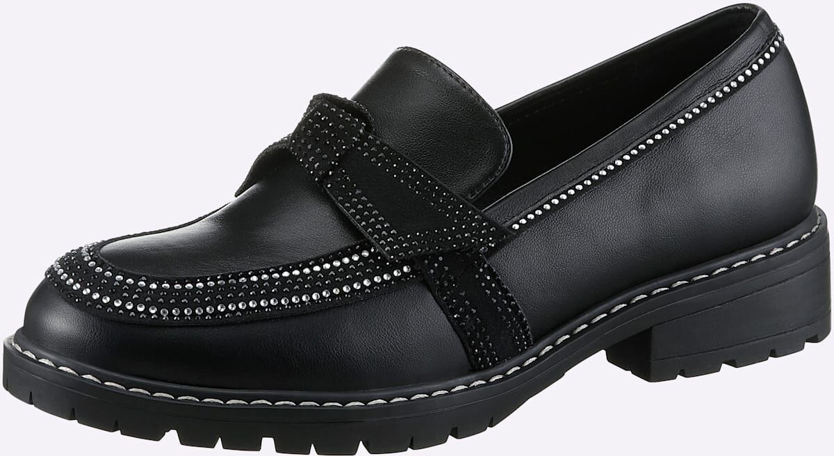Slipper HEINE, Damen, Gr. 39, schwarz, Synthetik, Schuhe Slipper schwarz 39