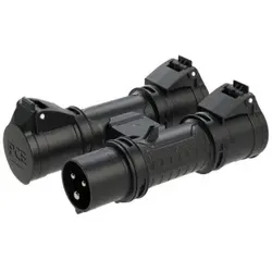 PCE 94327000 CEE Mehrfachsteckdose 16A 3p 6h mit Stecker IP44 (H-Connect) schwarz