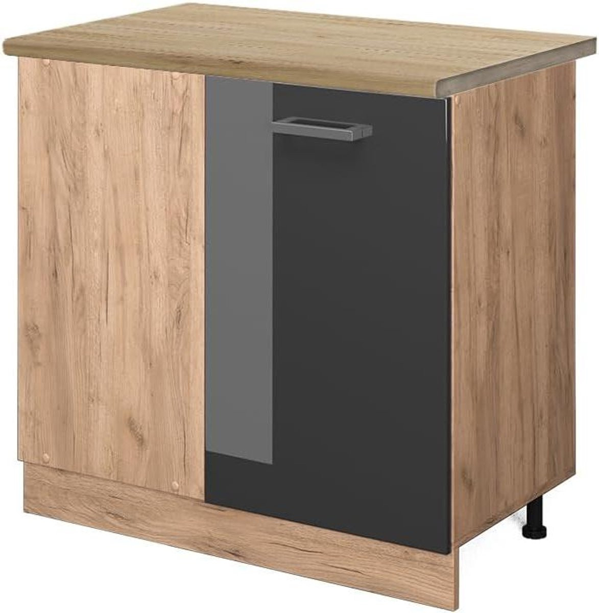Flexibele hoekkast voor de keuken, antraciet hoogglans, B/D/H: 86 x 86 x 81,6 cm