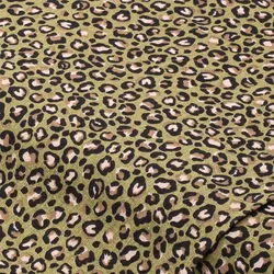 Baumwollstoff Leo-Print "Mona", khaki-color