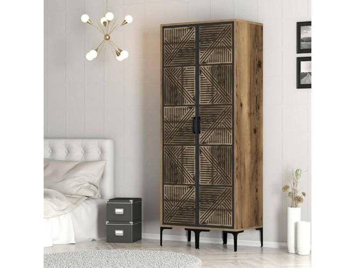 Dmora Kleiderschrank 2 Türen Alkaid 80x201,4 cm Braun