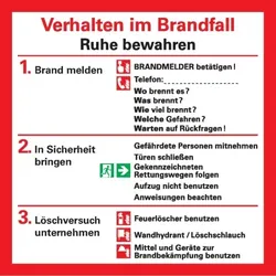 Notfallplan Verhalten im Brandfall, KRO, Kunststoff, 200x200mm, ASR A1.3, DIN EN ISO 7010