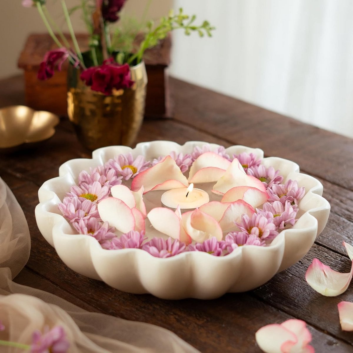 Decoratieve Marmeren Urli Schaal voor Bloemen en Decoratie