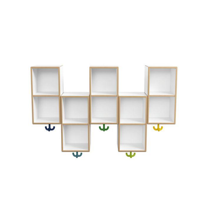 Hewi Doppel-Hängeregal M20.03.004 1000x600x200mm, Erweiterung, 5 Plätze mit 3-fach-Haken