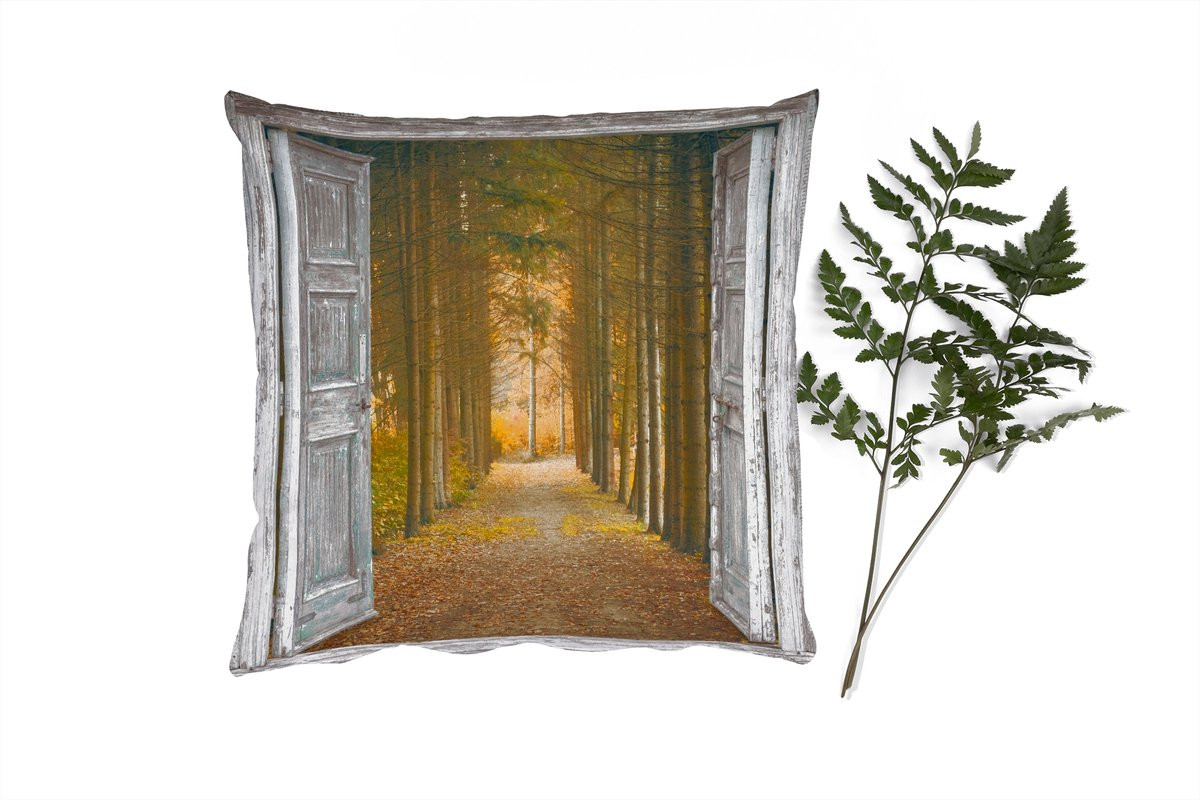 PillowMonkey Sierenkussen Bos Herfst Doorkijk - 50 x 50 cm