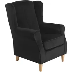 OHRENSESSEL Karlen Bezug Samtvelours Buche natur / schwarz