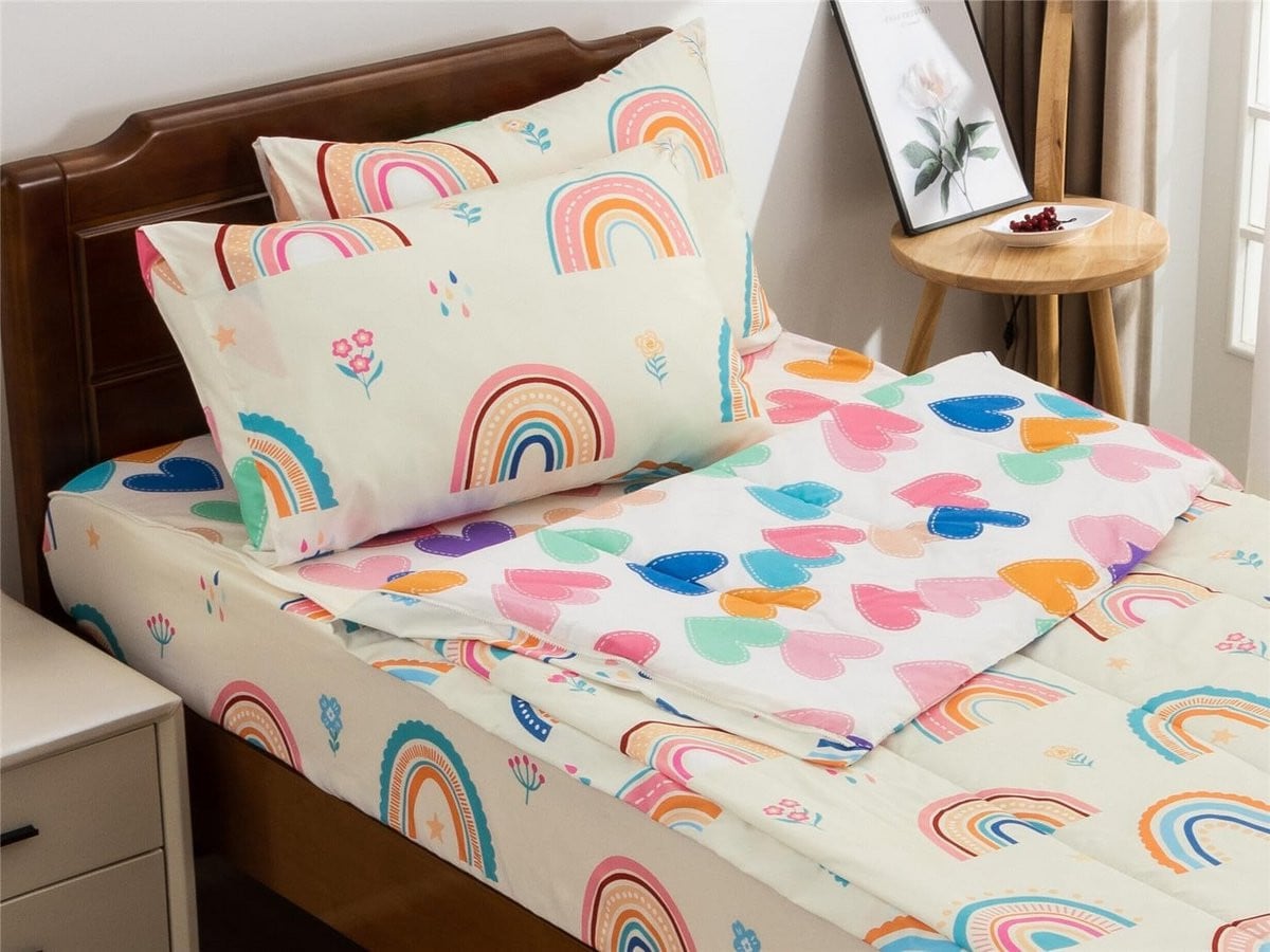 Regenboog Dekbedovertrek Set Tweepersoons - Lichtgewicht Microvezel Beddengoed met Ritssluiting en Hoeslaken