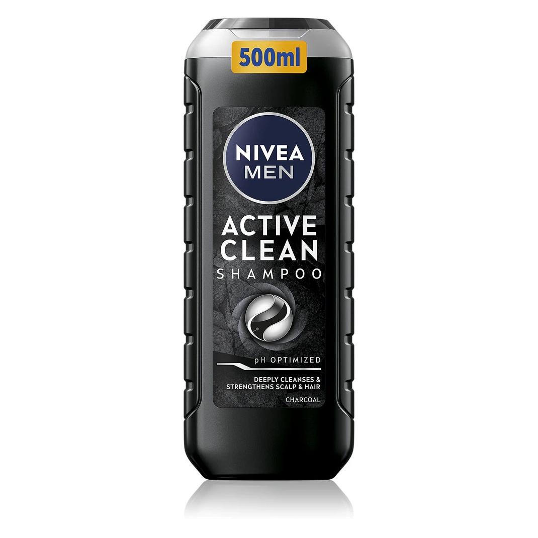 NIVEA Tiefenreinigendes Shampoo für Herren (Active Clean Shampoo) Volumen: 500 ml (Flüssiges Shampoo, 500 ml) (61034841)