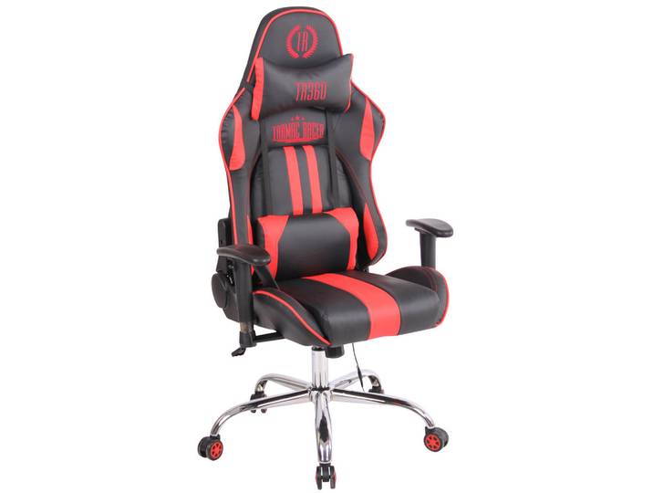 CLP Chefsessel Lederlook schwarz/rot, Rot, Schwarz, Metall, 67x128x51 cm, Büromöbel, Bürostühle, Gaming-Sessel