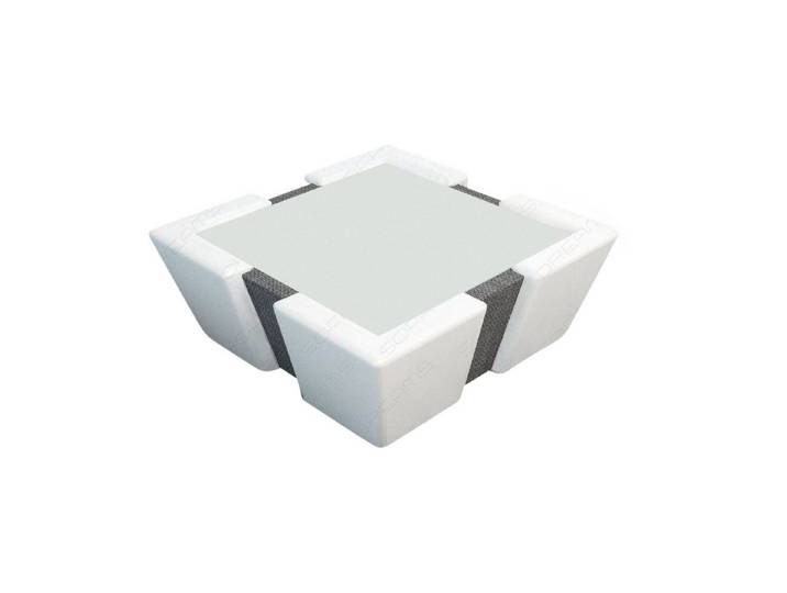 Sofa Dreams Couchtisch Couchtisch Apollonia Tisch Stoff mit Sicherheitsglasplatte 12mm (1 Tisch), Strukturstoff Bezug in Grau, Akzentfarbe Weiß, mit LED-Beleuchtung