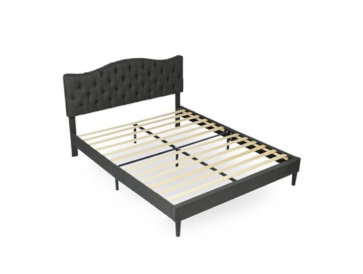 meublescosy MEUBLE Cosy Polsterbett Doppelbett 140x190 cm Bettrahmen mit Kopfteil Lattenrost Holzlattenunterstützung, Stoff, Grau