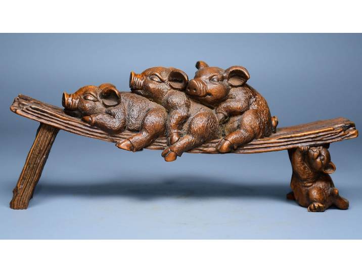 Poinstatue de tabouret de overquatre animaux Carimplantés en bois, boîte chinoise de collection, 6.7 po