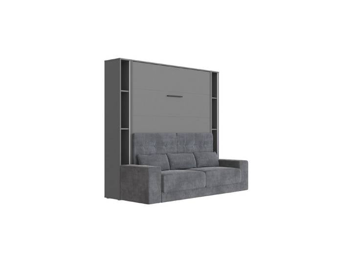 SMARTBett Schrankbett Schrankbett Set mit Sofa M1 140x200 + 2 Standregale inkl.LED