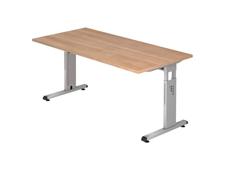 MEGA 16 S Schreibtisch 160 x 80 höhenverstellbar Nussbaum/Silber