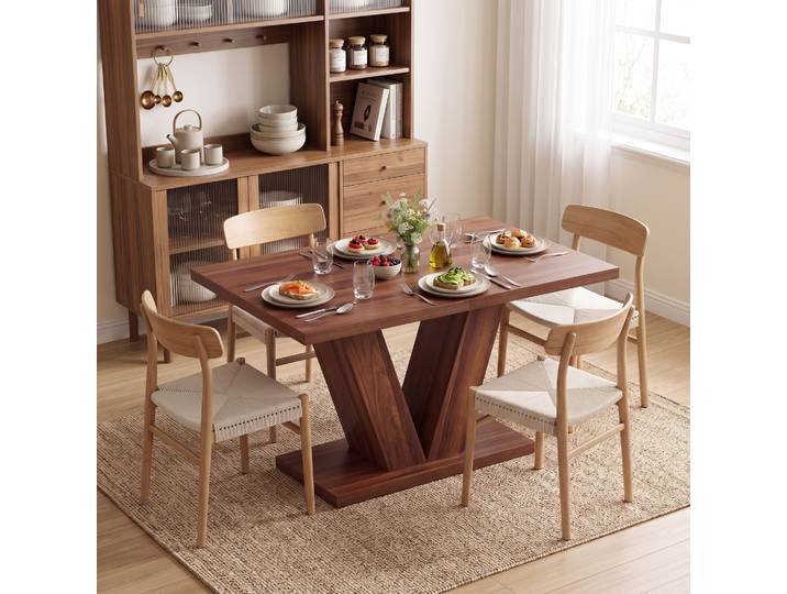 HOMCOM Table Rectangulaire 4 Personnes 120x80cm Noyer