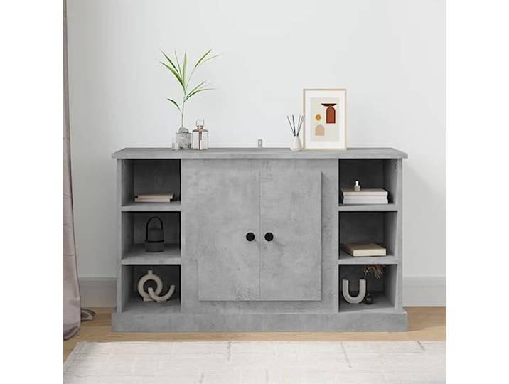 HEFZGDB Klassisches Sideboard aus Holzwerkstoff mit zeitlosem Design in Betongrau, viel Stauraum für Alltagsgegenstände und Deko, praktisches Sideboard mit glatter Oberfläche, inklusive