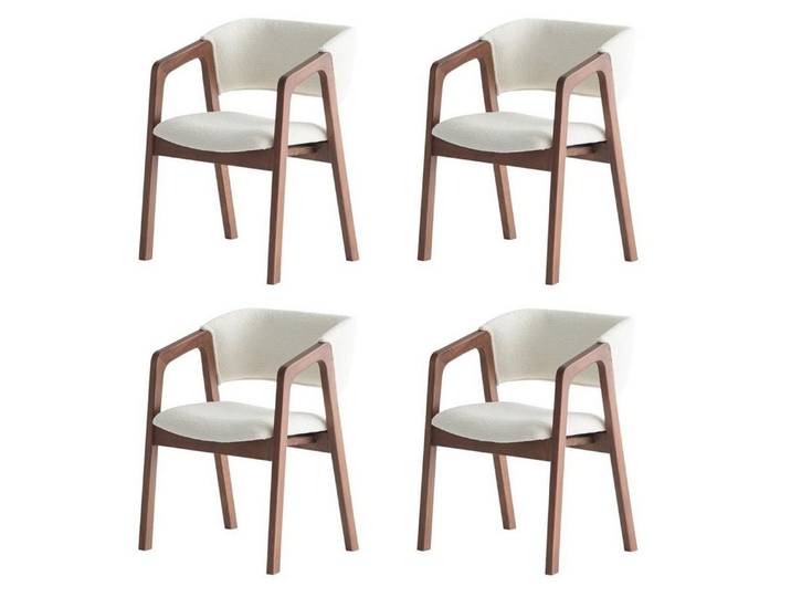 Xlmoebel Sitzgruppe Esszimmerstuhl Set Polsterstuhl Modern Weiß Braun Edel, (4-tlg., 4er-Set)
