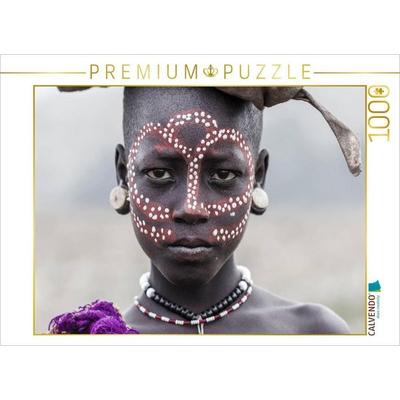 CALVENDO Puzzle Junge Frau des Mursi Stammes in Südäthiopien | 1000 Teile Lege-Größe 64x48cm Foto-Puzzle für glückliche Stunden