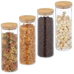 relaxdays 4er-Set Vorratsgläser mit Deckel 1,6 l, 10 cm