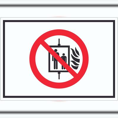 HB-Druck Aufzug im Brandfall nicht benutzen Symbol Aufkleber A4 (210x297mm)