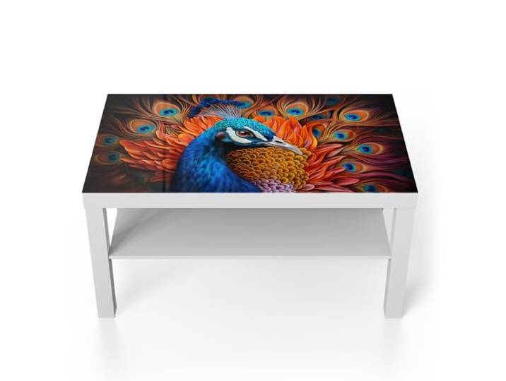DEQORI Glastisch weiß groß 90x50 cm Motiv Majestätischer Schimmer ausgefallener Beistelltisch aus Glas Hochglanz Couchtisch fürs Wohnzimmer moderner Couch Tisch mit Design
