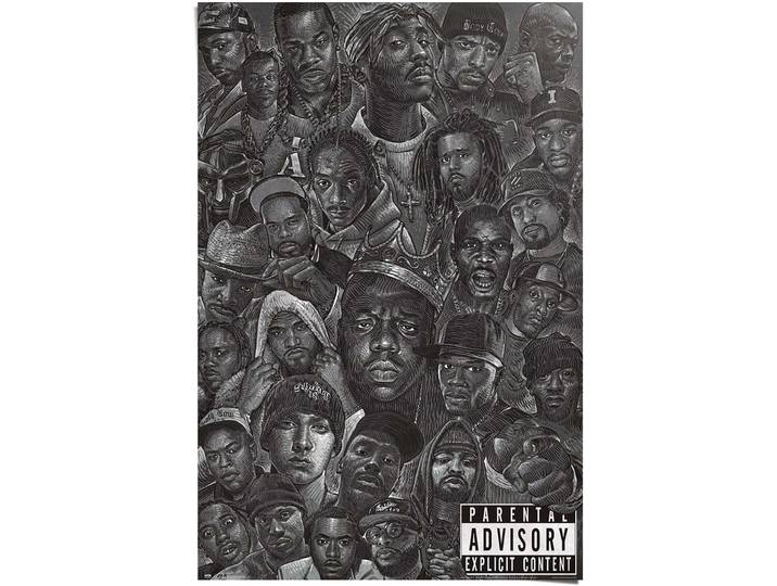 Poster REINDERS Rap Ikonen , schwarz (farbe bild(er): schwarz), B:61cm H:91,5cm T:0,1cm, Papier, Bilder, Poster