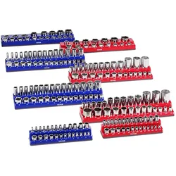 VEVOR Steckschlüssel-Organizer-Set, 8-teilig, 1/4 Zoll, 3/8 Zoll & 1/2 Zoll SAE-Steckschlüsselablagen, für bis zu 199 Standard- & tiefe Steckschlüssel (Steckschlüssel nicht im Lieferumfang enthalten)