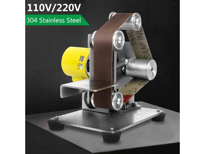 Mini machine à affûter les outils de meulage à bande, polisseuse de bricolage à domicile, ponceuse électrique, ponceuse de ponçage, 110V, 220V