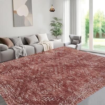 Garvee Vintage Distressed Diamond Geometric Area Rug