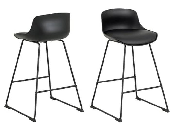 möbelando Kufenstuhl >Tina< (2er-Set) in schwarz, Polyurethan, Stahl - 50x84x49cm (BxHxT)