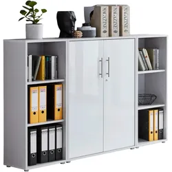 Aktenschrank Office Edition Sw Set 2 niedrig Grau/Weiß