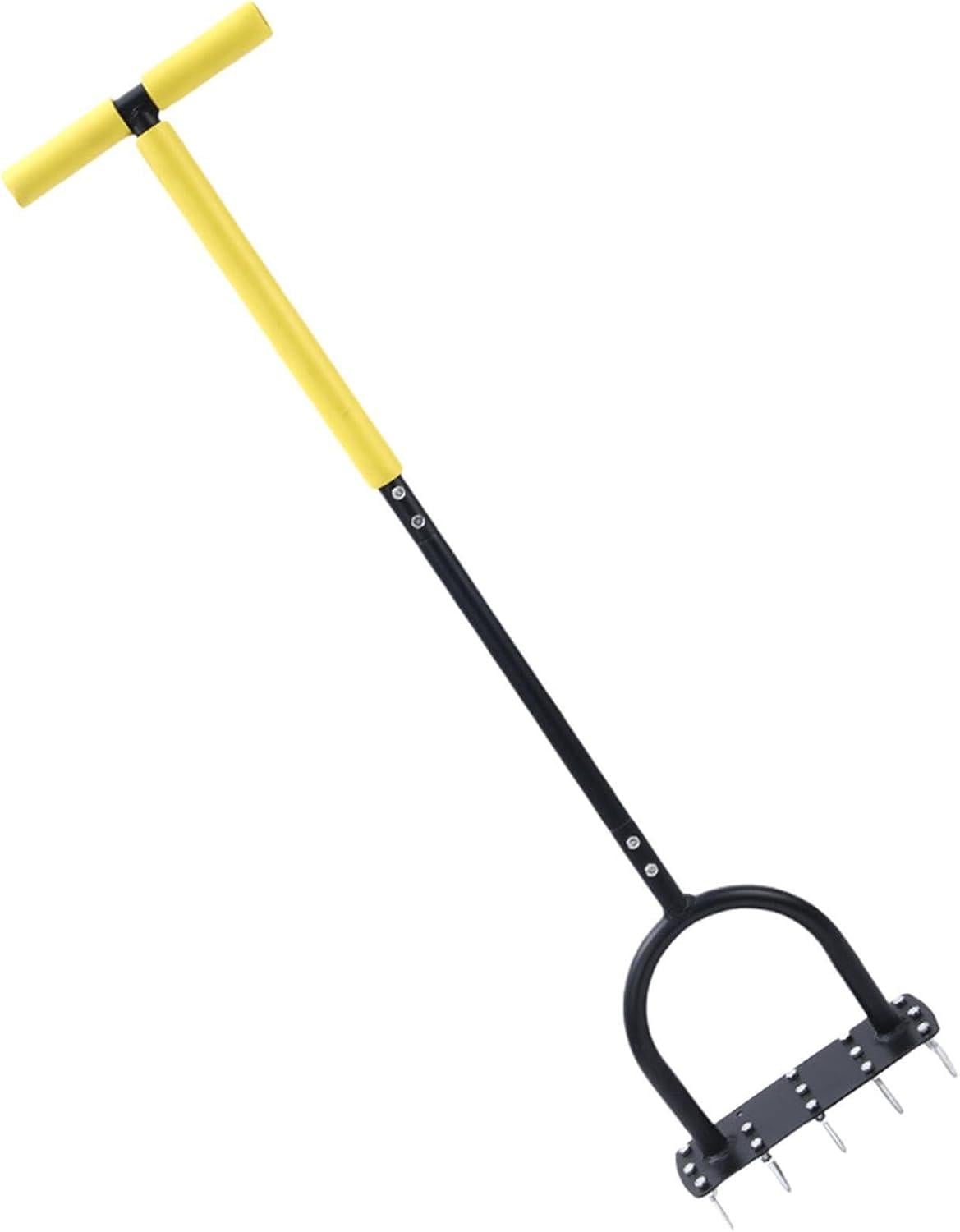 LTPRTZ Gazonbeluchter Handmatig - Grondboor voor Tuinonderhoud - Massief Staal - Zwart - Hoogte: 100 cm