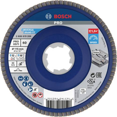 Bosch Accessories 2608619206 Fächerschleifscheibe Durchmesser 115mm Körnung (num)=60