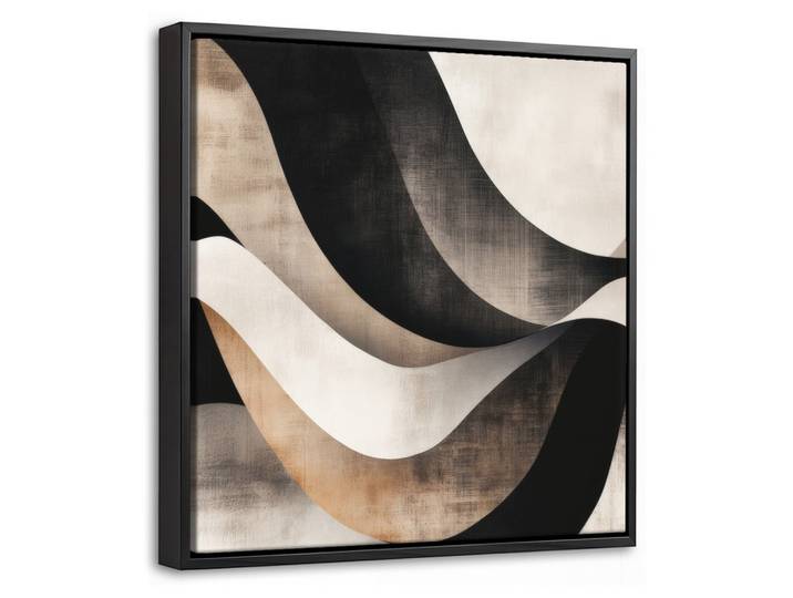 LEINWAND Bilder mit Rahmen - Abstrakt - Wellen - Schwarz - Verwittert - 20x20
