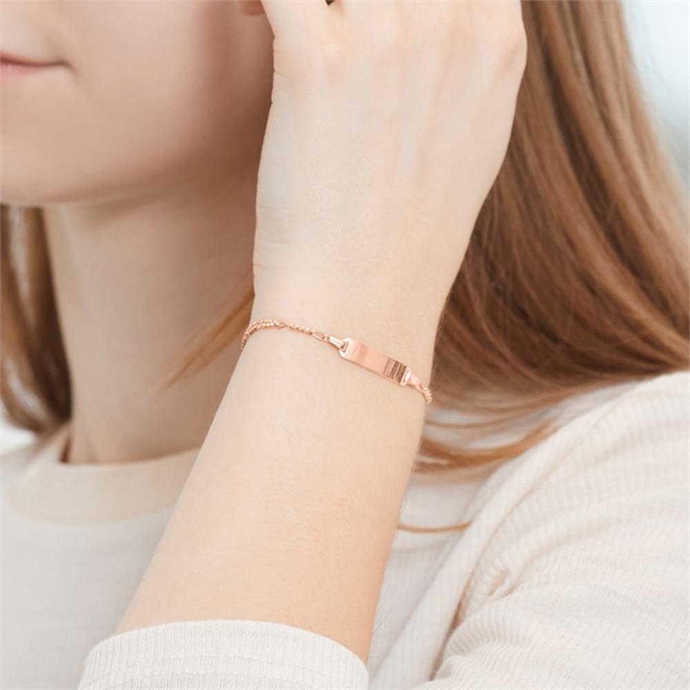 Unique Silberarmband in Rosé mit gravierbarer Platte rosé
