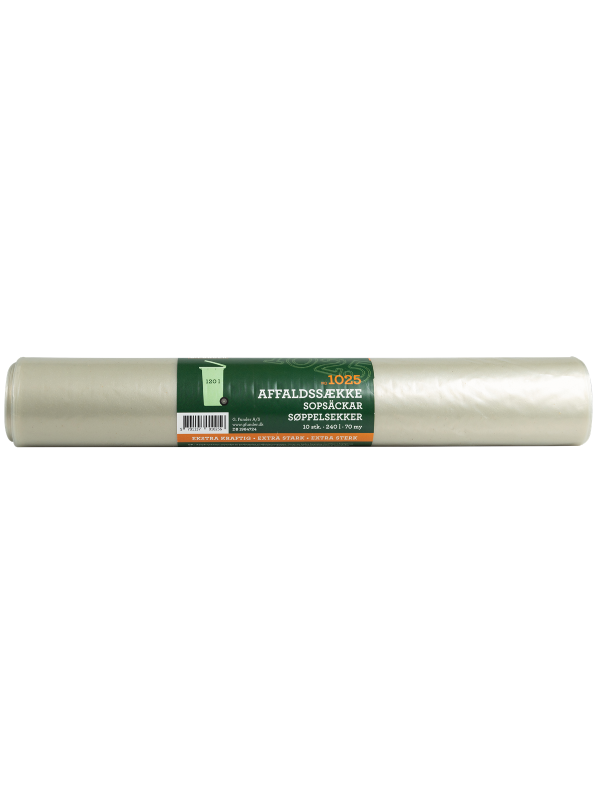 G.Funder Container garbage bags for 120 liter container clear plastic 10 bags per roll - extra heavy duty quality
