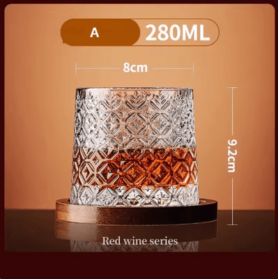 Inspire Picks Rotating Base Crystal Whiskey Glass Spinning Tumbler For Whiskey Wine And Brandy a 4pcs