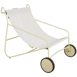 Gartensessel Poul von Brafab aus Aluminium, modern, gelb und weiß, mit Rollen, outdoor geeignet