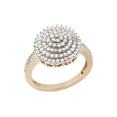 Diamantring FIRETTI "Schmuck Geschenk Gold 585 Damenring Goldring Diamant Blume" Gr. 17, silber (gelbgoldfarben, silberfarben), Fingerringe, Damen, 17, 0,51 P2 = erkennbare Einschlüsse, Diamanten Gelbgold 585, Diamanten, Gelbgold 585, Diamantring,...