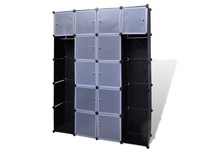 Armoire de chambre - VIDAXL - Modulaire - 14 compartiments - Noir et blanc