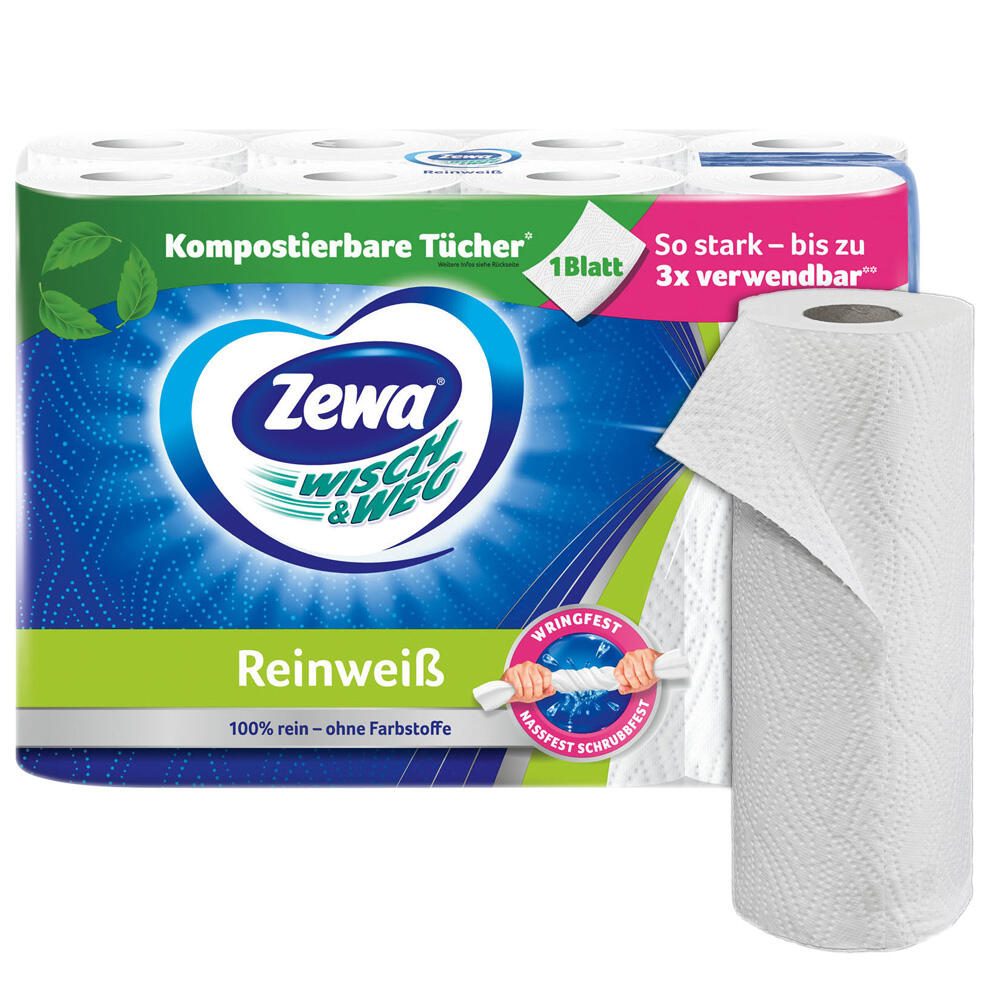 Zewa Küchenrollen WISCH&WEG Reinweiss 2-lagig 43229