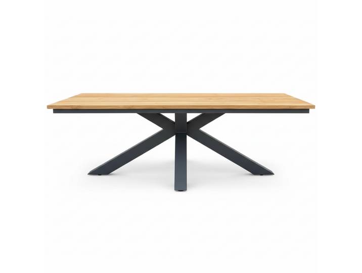 CLEMENTO Perth Gartentisch 200x100 cm Aluminium/Teak X-Gestell