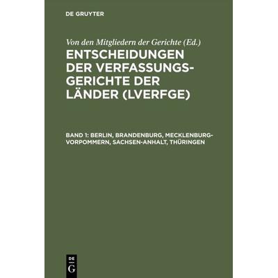 Berlin, Brandenburg, Mecklenburg-Vorpommern, Sachsen-Anhalt, Thüringen, Gebundene Ausgabe von , De Gruyter, 978-3-11-014431-4