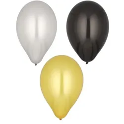 Papstar 72 Luftballons Ø 25 cm schwarz/gold/silber