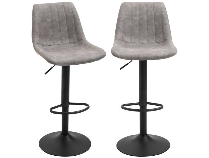 Tabourets de bar hauteur réglable métal gris